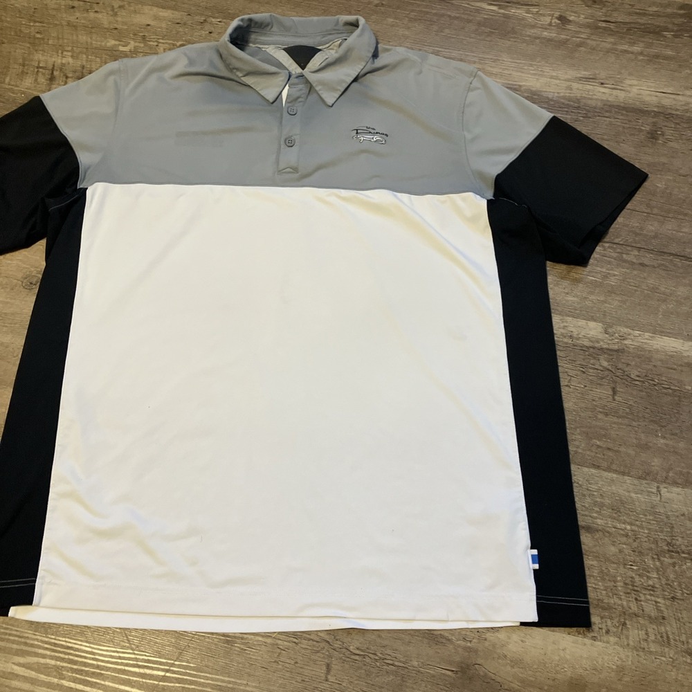 The Dunes adiPure Golf Club By ADIDAS Polo Shirt Gray Stripes Size Men's XL Read